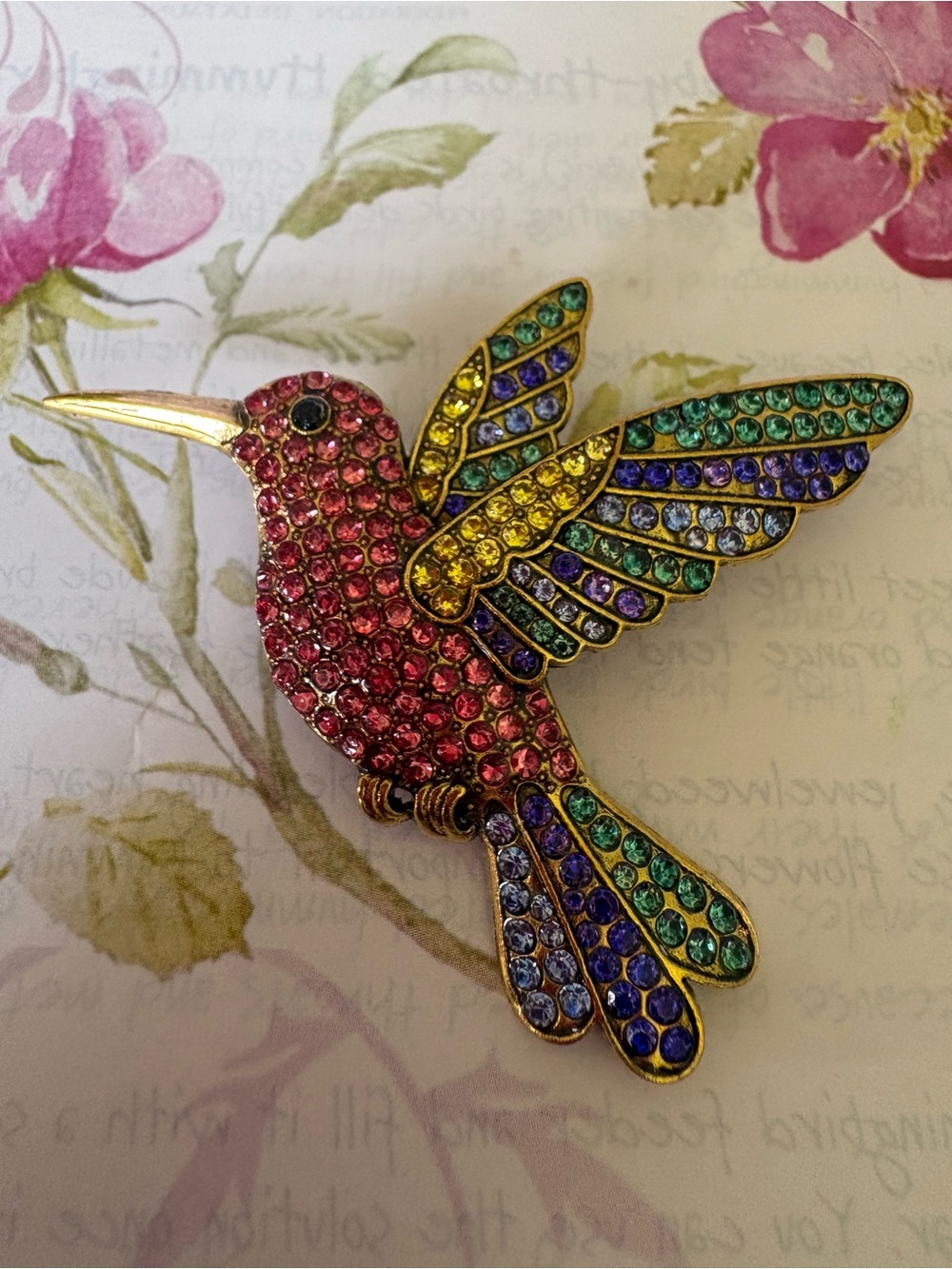 Colorful Multicolor Hummingbird Bird Brooch Pin